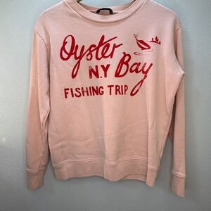 J. Crew Oyster Bay Fishing Trip Sweatshirt Pink Crew Neck Pullover Women's S